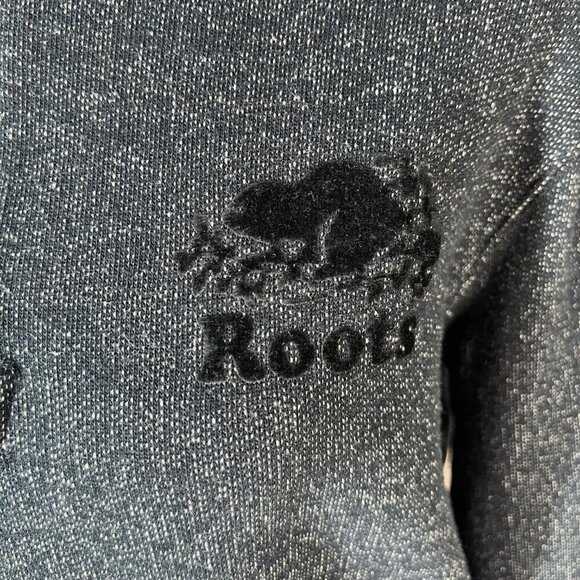 Roots Men's Black White Original Half Zip Sweatshirt Jacket Beaver Size M - Picture 5 of 8